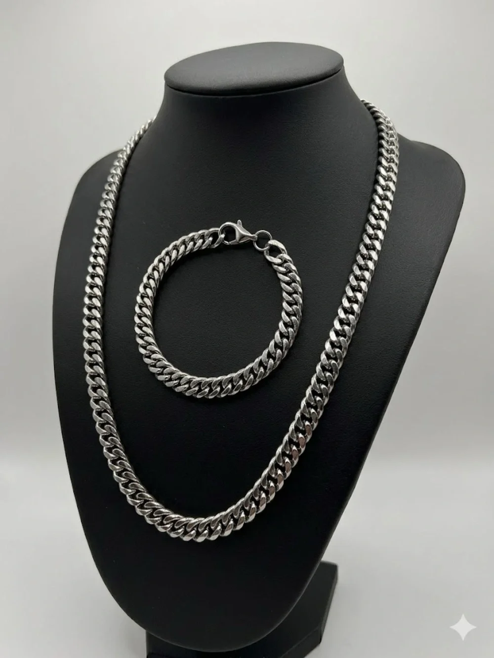 New 2 Pack | Men's Stainless Steel Curb Chain Set